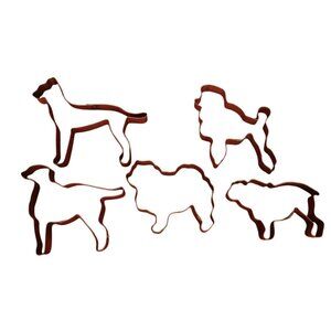 Martha By Mail Copper 5 Vintage Dog-Shaped Metal Cookie Cutters Baking Crafts‎